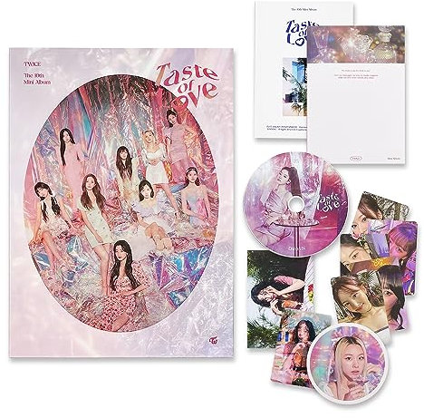 TWICE - 10th Mini Album [Taste of Love] (In Love Ver.) Cover + Sleeve + Photobook + CD-R + Lenticular + Tasting Card + Coaster + Photocard + 2 Pin Button Badges