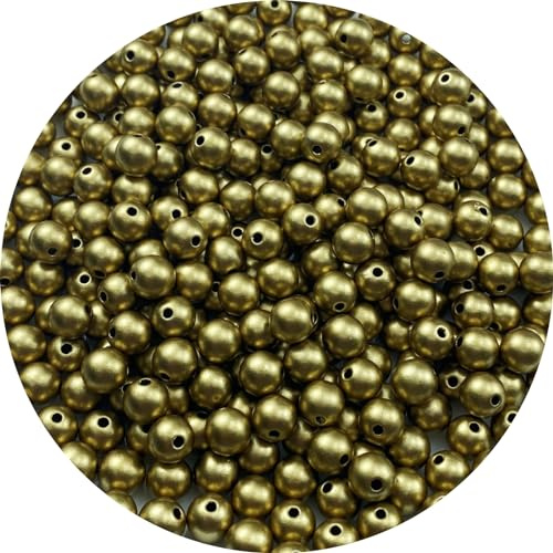Pearl Beads, 300 Pcs Craft Beads Loose Pearls 8mm Round Spacer Beads for Earring Bracelet Necklace Key Chains Jewelry DIY Craft Making,Decoration and Vase Filler(Frosted Gold)