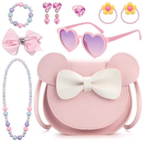 RSXING Kinder Umhängetasche Mädchen - Nette Rundes Ohr Bowknot CrossBody Bag - Kinder Handtaschen Prinzessin Mini Taschen Geschenke für 3 4 5 6 jährige Mädchen(rosa)