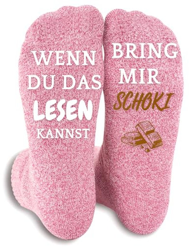 ANOTION Neuheit Socken, Neujahrsgeschenke Silvester Geschenke 2025 Lustige Geschenke Für Frauen Wenn Du Das Lesen Kannst Bring Mir Schoki