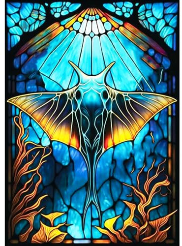AIRDEA Mantarochen Buntglas Diamond Painting, Diamant Painting Bilder, DIY Cross Stickerei Malerei Kits, Wohnzimmer Schlafzimmer B¨¹ro Wand Und Eingang Dekoration 30x40cm