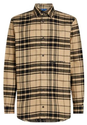 KARL LAGERFELD JEANS Regular Check Shirt Homme T-shirt, Safari/Noir, XL