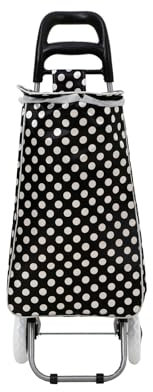 Panana Lightweight Shopping Trolley Luggage Bag 2 Wheels Hard Wearing Foldaway Shopping Cart Grocery Bag (BW)