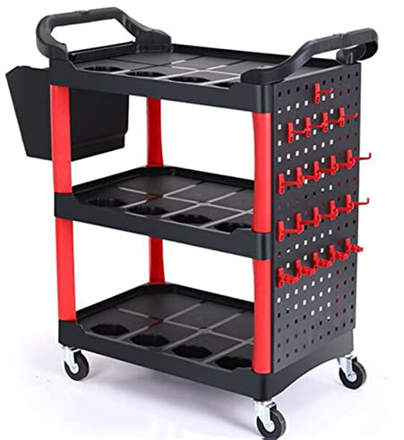 HUNTFF Organisateur de Chariot à Outils de détail Utilitaire Roulant, étagère de Rangement de Chariot de détail de Lavage de Voiture à 3 Niveaux, Porte-Bouteille de Chariots de Service Commercial,
