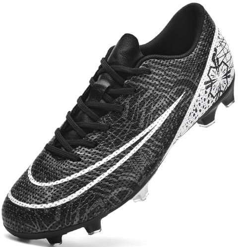 LECYGNB Fußballschuhe Herren Spike Microfaser Cleats Kunstrasen Fussballschuhe Professionelle Jugendliche Athletics Trainingsschuhe Outdoor Sport Fußball Stiefel Schwarz EU 43