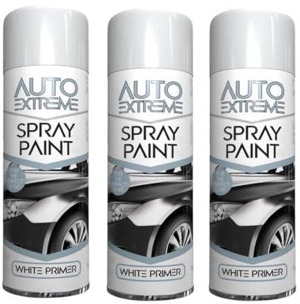 PEBBLE HUG All Purpose Spray Paint, White Primer Aerosol Paint, Ideal and Perfect Finish for Cars, Bikes, Vans, Metal and Wood, Quick Drying, Safe and Durable, 250ml (3 Pcs)