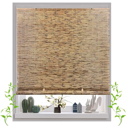 Outdoor Bambus Rollo 40 55 75 80 110 120 150 160 180cm Breite Bambusrollo Sonnenschutz Seitenzug Sichtschutz Schilfrohrvorhang Bambus Raffrollos für Terrasse, Schlafzimmer, Küche, Wohnzimmer Vorhänge