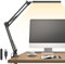 TROPICALTREE Lampe de Bureau LED Puissante avec pince 12W - 10 Modes de Couleur et 3 Niveaux de Luminosité - Protection des Yeux - Fonction Mémoire - Lampe de Architecte pour Bureau - Lecture - Noir