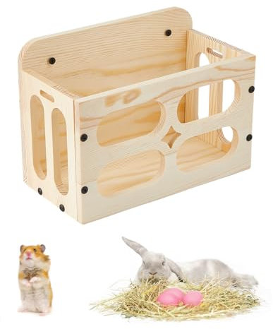 SUPERFINDINGS Holz Heuraufe Für Meerschweinchen Kaninchen Chinchillas Guinea Pig Und Andere Kleintiere Futterspender Und Halter Für Gras Im Käfig