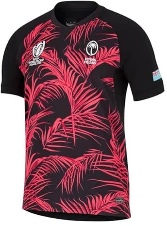 HCOISINI Copa del Mundo RWC Fiji 2023, Camiseta de Rugby, Camiseta de fútbol de Entrenamiento for Hombre(Negro,S)