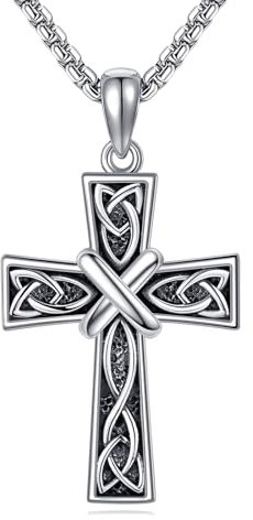POPLYKE Kreuz Halskette für Damen Männer 925 Sterling Silber Keltisches Kreuz Anhänger Schmuck für Herren Valentinstag Geschenke für Mann Frau Freund