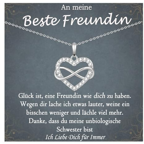 FAOMZQ Beste Freundin Geschenke, An Meine Beste Freundin Halskette, Infinity Herz Kette Geschenke für Freundin zum Geburtstag Abschluss Einschulung Weihnachten