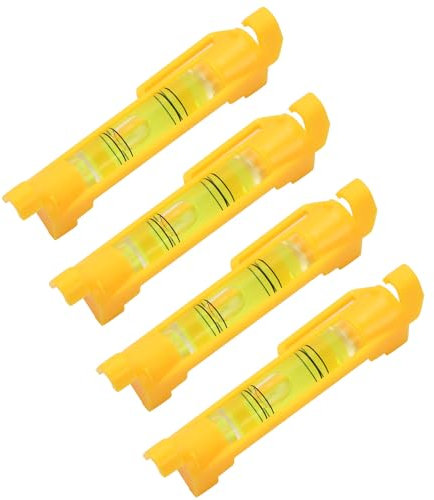 Pack of 4 String Spirit Levels, Mini Linear Spirit Levels, One-Dimensional Spirit Levels Made of ABS and Acrylic for Masonry Work, Plumbing Work, Gutter Work (Yellow)