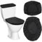 Thinp Toilet Lid Cover and Toilet Tank Cover,Black Toilet Seat Cover with Elastic Bottom Replacement Toilet Cover Soft Stretch Toilet Covers Set Universal Toilet Lid Covers for Bathroom Decor