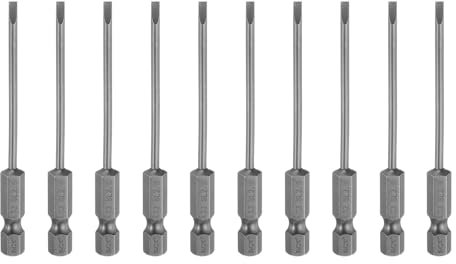 sourcing map 10pcs SL2.5 Magnetic Slotted Screwdriver Bits 2.5mm S2 Steel Flat Head Screwdriver Bit 1/4 Hex Shank Industrial Grade Screw Driver Drill Bits 3 Long for Remove Fastening Screws