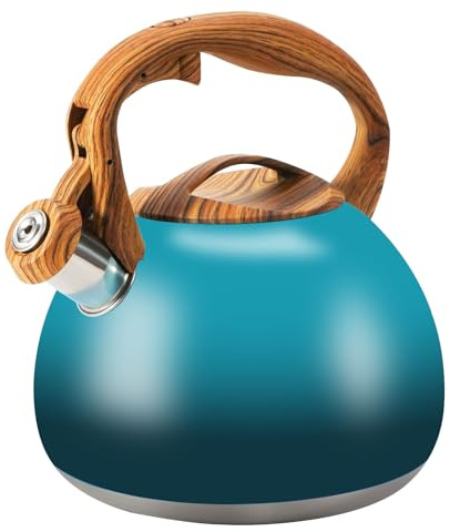 Foedo Tea Kettle, Stainless Steel Whistling Tea Kettle,3.2Qt Tea Pot for Stove with Cool Handle,Strong and Durable (Dark Green Gradient)