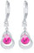 Silber Ohrringe Geburtsstein hängend ohrringe 14K silber hängend silber ohrringe Feine Schmuckstücke Geburtstagsgeschenke für Frauen Damen(Weißgold Oktober)