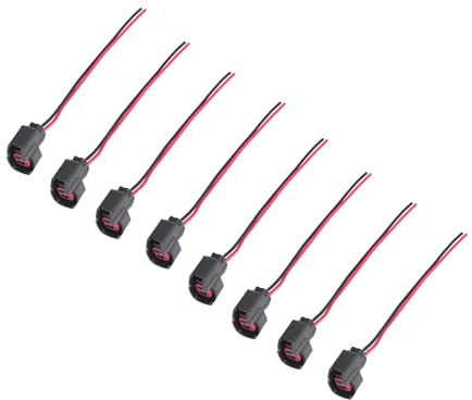 A ABSOPRO 8 Stück Einspritzdüse Stecker Kabel Für EV6 Injektoren | Schwarz, Kunststoff Und Metall, 17.7X2.5X1.7Cm, 14.2Cm Drahtlänge, 12/24V, Für EV14 Injektoren, Plug-And-Play