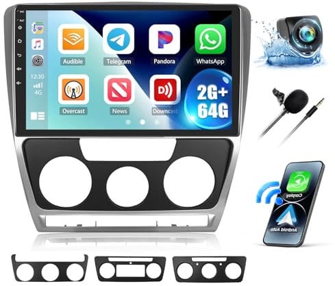 CAMECHO 2+64GB Android 13 Car Stereo for VW Skoda Octavia 2007-2013 with Wireless Carplay Andriod Auto Head Unit, 10.1 Touch Screen Car Radio with GPS Navigation Bluetooth FM WiFi HD Backup Camera