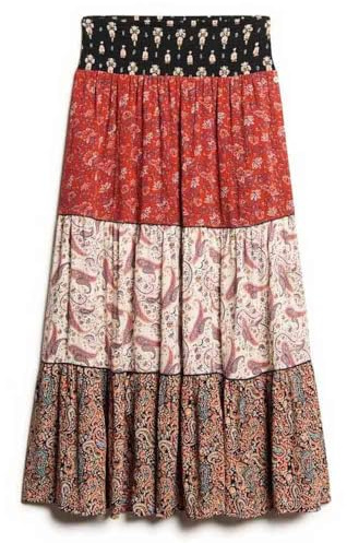 Superdry Damen Maxirock mit Print Mediterranea Print 40