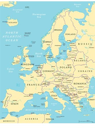 Jigsaw Puzzles For Adults 1000 Piece Political Map of Europe Travel World Map with Cities in Detail Map Puzzles Family Funny Challenging Holiday Puzzles Gift