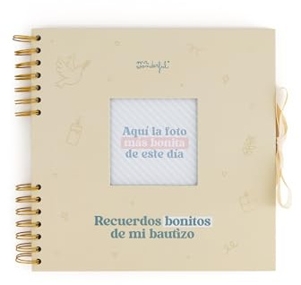 Mr. Wonderful - Álbum de fotos - Recuerdos bonitos de mi bautizo - Álbum para organizar y guardar las fotos de bautizo - Con 64 páginas