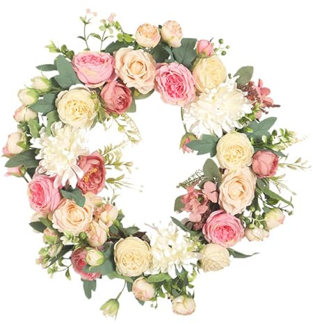 Künstlicher Rosen | Türkranz Zum Valentinstag | 40cm Frühlings Sommer Blumenkränze Wandkranz Für Die Haustür | Simulierter Rosen Handgefertigter Für Die Heimdekoration