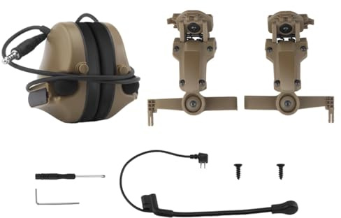 DYCZMALQ Taktischer Helm Kopfhörer Jagd Gehörschutz Headset, Multi-Winkel verstellbare Kopfhörer-Halterung und abnehmbares Mikrofon, für militärische Kommunikation Zubehör