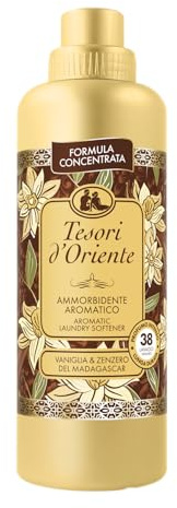 Tesori d'Oriente, Vanille und Ingwer aus Madagaskar Weichspülerkonzentrat für Waschmaschine, erleichtert das Bügeln, intensives Aroma mit Duft-Mikrokapseln, für bis zu 38 Wäschen, 760 ml
