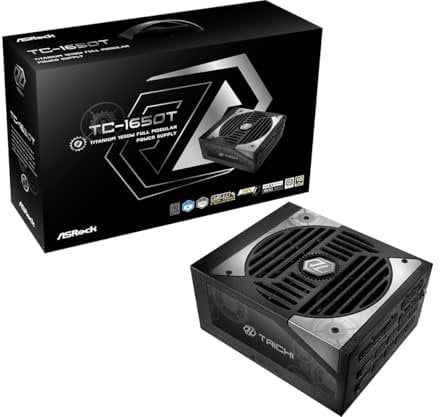 Fuente ALIMENTACION ASROCK TC-1650T,PSU,1650W,80 Plus Titanium,135MM,Modular,PCI-E 5.1 (12+4pin) x2,PCI-E (6+2 Pin) x8,SATA (5 Pin) x12