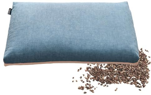 Japanisches Buchweizenkissen zum Schlafen, bequem, 53,3 x 27,9 cm, Premium-Qualität und bequeme Unterstützung für einen erholsamen Schlaf, Blau
