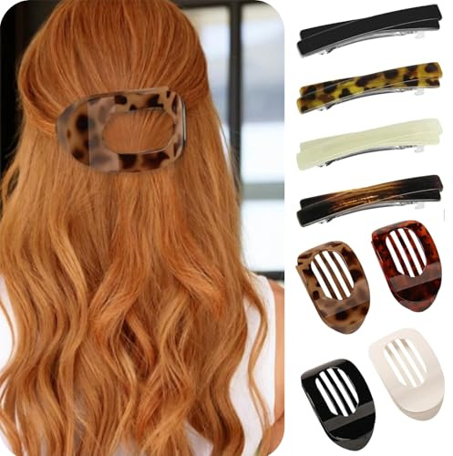 Haarklammern Damen 8 Farben, Flache Haarspangen Gebogenes Design | for Dünnes Haar und Dickes Haar ,Haarspangen Damen Dünnes Haar für Alltag, Sport, Fahren, Liegen