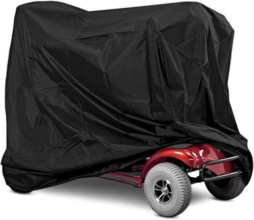CYSFETENA Wasserdichte Elektromobil Abdeckhauben, 140×66×91cm Oxford Scooter Abdeckung, Schwarz Mobilität Elektroroller Abdeckung für Sonne und Staub Schmutz, Schnee, Sonne, Regen