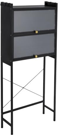 JAYEUW Waschmaschinenschrank, Waschmaschinenregal Regal über Waschmaschine, Toilettenregal mit Schrank, Verstellbarer Ablage, Badregal aus Kohlenstoffstahl, bis 50kg, 70x25x167cm