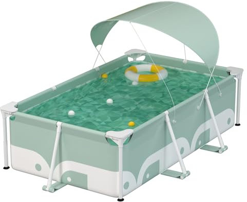 MZQMK Piscina Fuori Terra Frame Rettangolare, Piscina Fuori Terra di Grandi Dimensioni, per Feste Estive in Giardino, Cortile O Prato