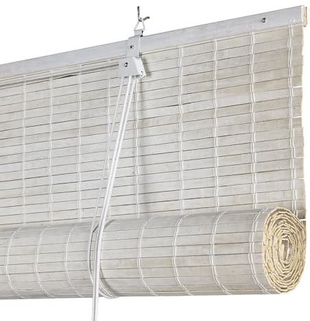 Tenda a rullo in bambù Premium listelli 8mm ombra privacy 150x175 cm Bianco | listelli da 8mm, persiane alicantine per soggiorno, bagno, camera e cucina Tende a rullo in bambù Premium StoresDeco
