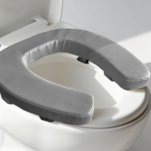 Soft Toilet Seat Riser with High-Density Foam, Raised Toilet Seat Cushion for Seniors, Comfort & Easy to Clean, U-Shape Padded Bathroom Attachment for Elongated & Standard Seats