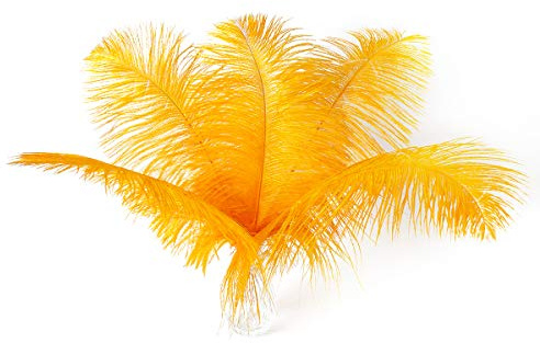 Ballinger Gold Large Ostrich Feather Bulk for Centerpieces,12Pcs,10-12inch | Big Luxury Golden Ostrich Feather for Table Vase,Wedding Party Centerpieces,Flower Arrangement,and Mardi Gras Home Decor