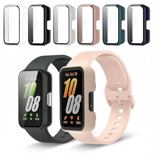 6 Stück Hülle Mit Schutzfolie Für Samsung Galaxy Fit 3,Schutzfolie Für Panzerglas Für Samsung Galaxy Fit 3,Harte Pc 360° Rundum Stoßfest Kratzfest Ultradünne Displayschutz Case Cover