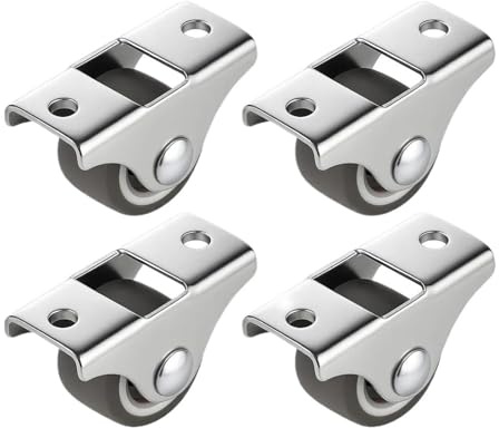 4 Stück 1/1,5/2 Zoll Mini-Feststellrollen mit Gummirädern und Kugellagern for leisen, leichtgängigen Lauf. Robuster Stahlrahmen(1.5 Inch)