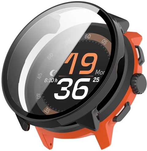 Für Suunto Run Kunststoff Design Schutzhülle + 9H Hart Glas Schwarz