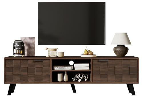ModernLuxe Mobile Porta TV Moderno con 2 ante e 2 vani Aperti Mobili da Soggiorno Mobile TV Basso 160,5 x 35,5 x 45 cm, Rovere scuro