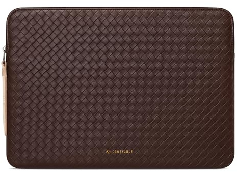 Comfyable Woven Laptop Sleeve 13 Inch Faux Leather Compatible with 13/13.3/14 Inch MacBook Air & MacBook Pro M5 M4 M3 M2 2026-2021, Mac Travel Case for Men Women, Computer Sleeve, Mocha Brown