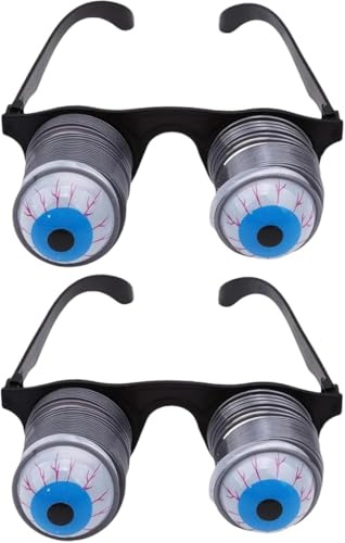 2 Stück Pop-Out-Brillen, wackelnde Augen auf Federn, Pop-Out-Augen, Neuheit, Brille, Halloween, Karneval, Party, Kunststoff, Witz, Horror, Schock, Pop-Augen, Brille, Spielzeug, Gag-Spielzeug und