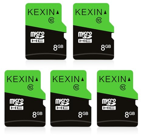 KEXIN Micro SD Card 8GB Pack of 5, MicroSDHC UHS-I Class 10, Mini SD Card, Memory Card for Smartphone, Tablet, Camera