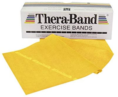 TheraBand Original Fitnessband | Thera-Band Resistance Band für Kraftraining und Abnehmen zuhause oder Terra Band im Gym | 45,5M Rollenware Beige | Sehr Leicht