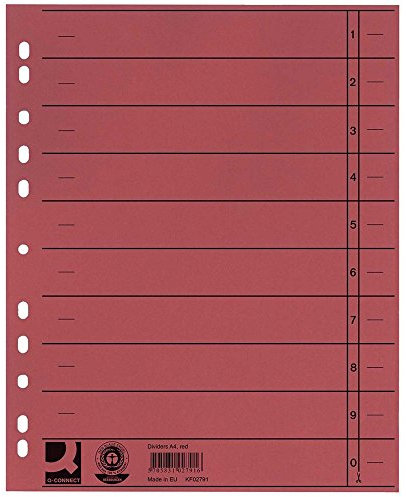 Q-Connect KF02791 Trennblätter - A4 Überbreite, 100 Stück rot