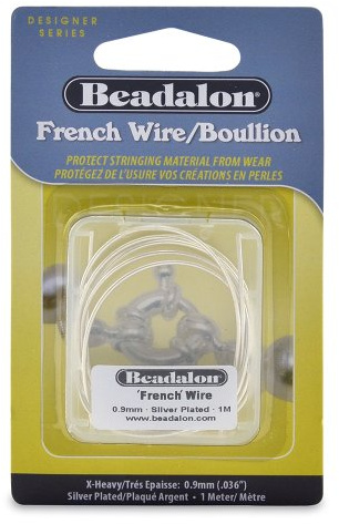 Beadalon French Wire, 0.90 mm / .036 in, Silver Plated, 1 Meter
