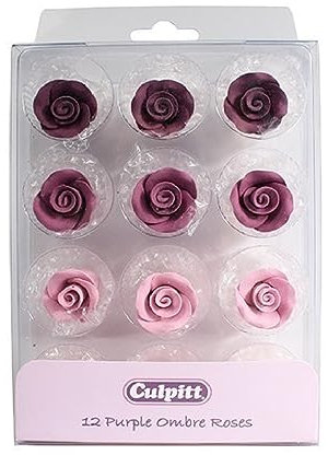 20mm Purple Ombre Sugar Roses 12 pieces - single