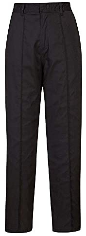 Portwest LW97 Women’s Elasticated Tailored Fit Work Trousers with Pockets - Lightweight Safety Workwear, Black Tall, M
